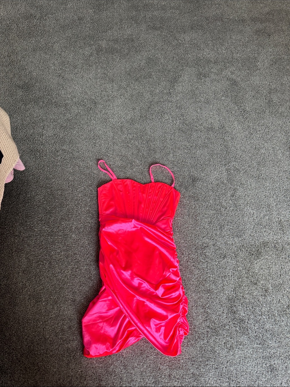 Strappy Hot Pink Satin Slip Dress